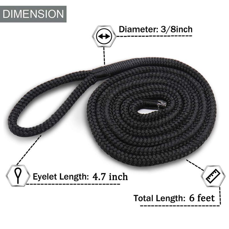 Boaton 4Pcs Double Braid Nylon Fender Lines, Boat Bumper Lines, Pontoon Boat Accessories, 6ft - Image 2